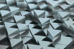 Repeating triangle cubes background, 3d rendering. photo