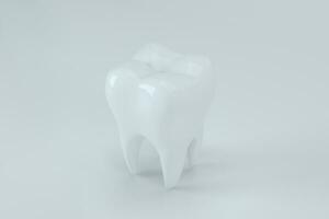 White tooth with white background, 3d rendering. photo