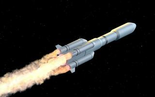 Rocket in the space, 3d rendering. photo