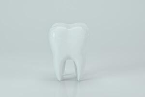 White tooth with white background, 3d rendering. photo