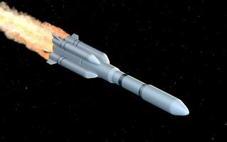 Rocket in the space, 3d rendering. photo