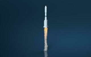 Rocket with blue background, 3d rendering. photo