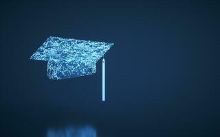 Graduate hat with blue background, 3d rendering. photo