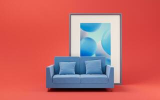 Sofa with pink background, 3d rendering. photo