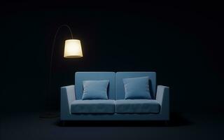 Sofa with dark background, 3d rendering. photo