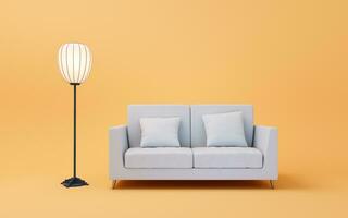 Sofa with yellow background, 3d rendering. photo