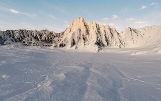 Snowy mountains background, 3d rendering. photo