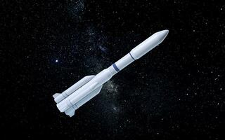 Rocket and nebula, 3d rendering. photo