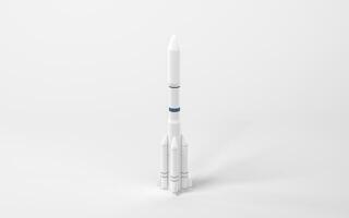 Model rocket with white background, 3d rendering. photo