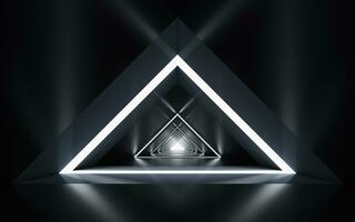 Triangular tunnel, futuristic concept, 3d rendering. photo