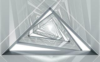 Triangular tunnel, futuristic concept, 3d rendering. photo