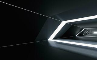 Black tunnel, futuristic concept, 3d rendering. photo