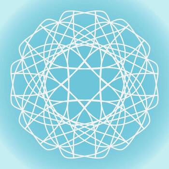 Snowflake vector abstract shape on blue gradient background