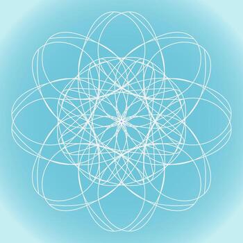 Snowflake vector abstract shape on blue gradient background