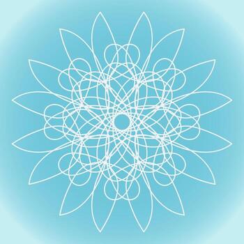 Snowflake vector abstract shape on blue gradient background