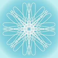 Snowflake vector abstract shape on blue gradient background