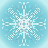 Snowflake vector abstract shape on blue gradient background