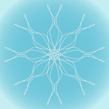 Snowflake vector abstract shape on blue gradient background