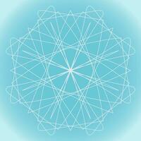 Snowflake vector abstract shape on blue gradient background