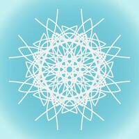 Snowflake vector abstract shape on blue gradient background