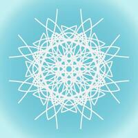 Snowflake vector abstract shape on blue gradient background