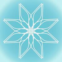 Snowflake vector abstract shape on blue gradient background