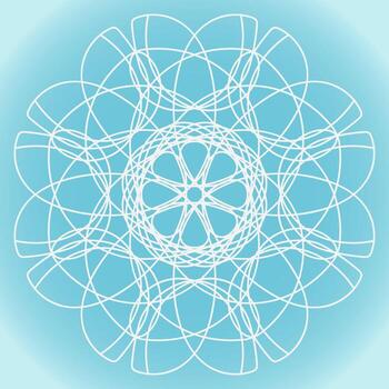 Snowflake vector abstract shape on blue gradient background