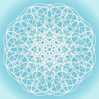 Snowflake vector abstract shape on blue gradient background