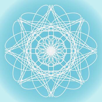 Snowflake vector abstract shape on blue gradient background