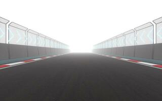 ver de el infinito vacío asfalto internacional carrera pista, 3d representación. foto
