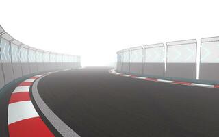 View of the infinity empty asphalt international race track, 3d rendering. photo