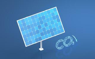 solar panel, solar energía y carbón dióxido , 3d representación. foto