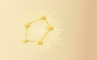 Cell structure with golden background, 3d rendering. photo