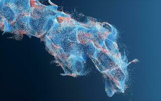 Glowing particles and digital hand, 3d rendering. photo