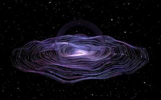 Purple curve lines vortex with huge bubble, 3d rendering. photo