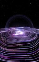 Purple curve lines vortex with huge bubble, 3d rendering. photo