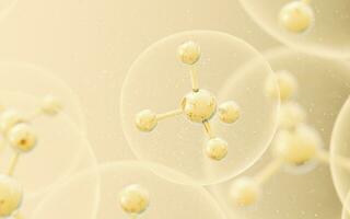 Cell structure with golden background, 3d rendering. photo
