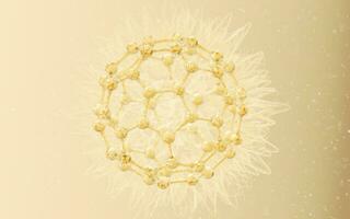 Cell structure with golden background, 3d rendering. photo