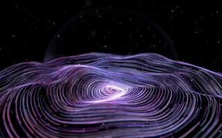 Purple curve lines vortex with huge bubble, 3d rendering. photo