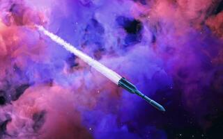 Rocket and nebula, 3d rendering. photo