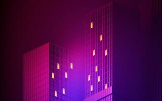 Urban building at night, modular building,3d rendering. photo