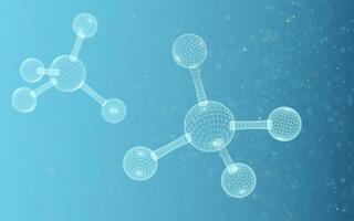 Chemical molecule with blue background, 3d rendering. photo