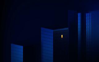 Urban building at night, modular building,3d rendering. photo