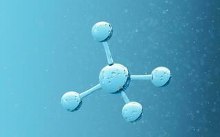 Chemical molecule with blue background, 3d rendering. photo