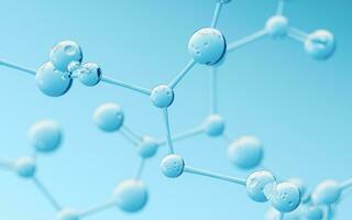 Chemical molecule with blue background, 3d rendering. photo