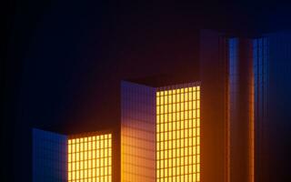 Urban building at night, modular building,3d rendering. photo