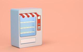 Empty vending machine with pink background, 3d rendering. photo