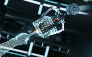 Robotic arm and smart finger, 3d rendering. photo