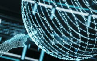 Digital information and smart finger, 3d rendering. photo