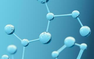 Chemical molecule with blue background, 3d rendering. photo